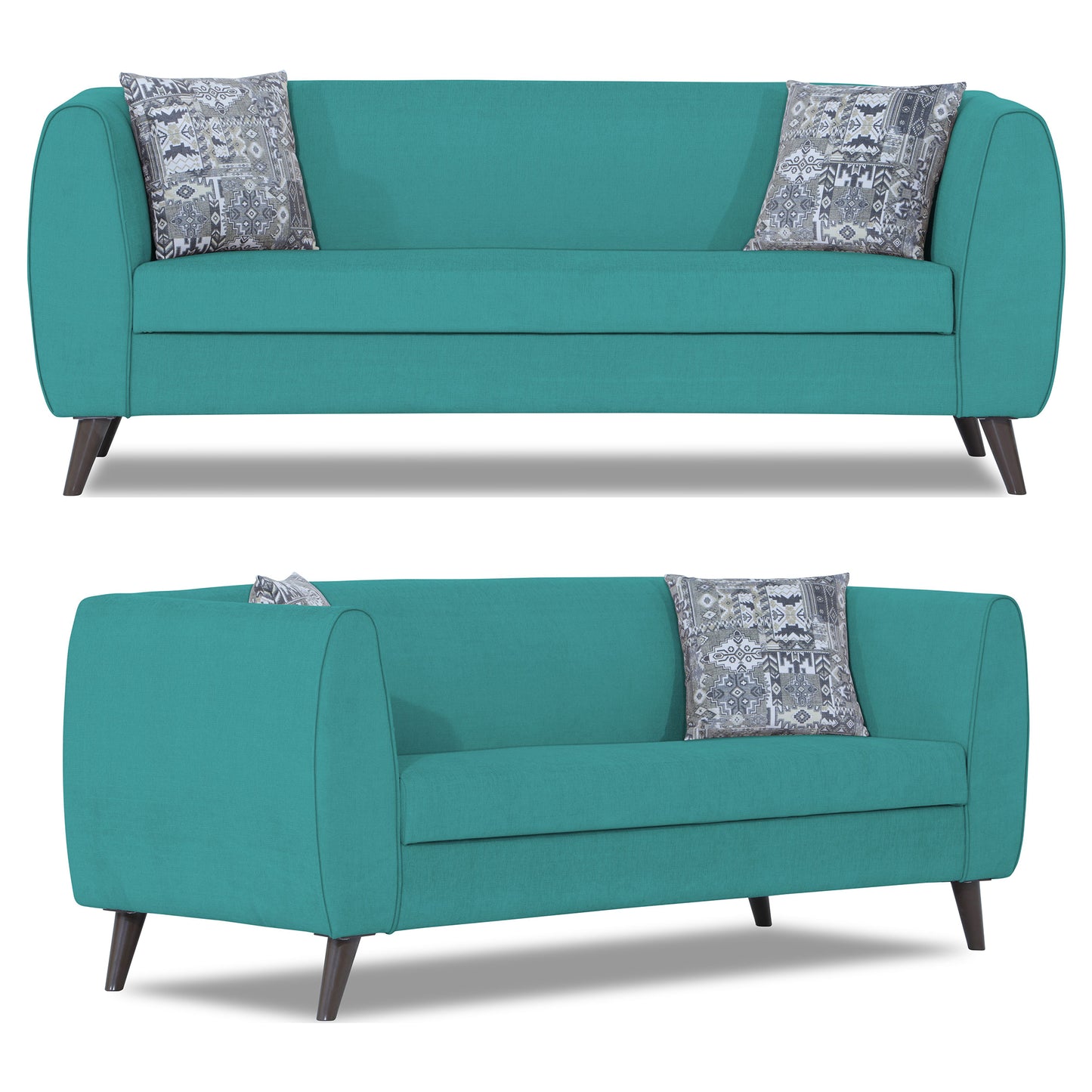 Adorn India Mason 3+2 5 Seater Sofa Set (Aqua Blue)