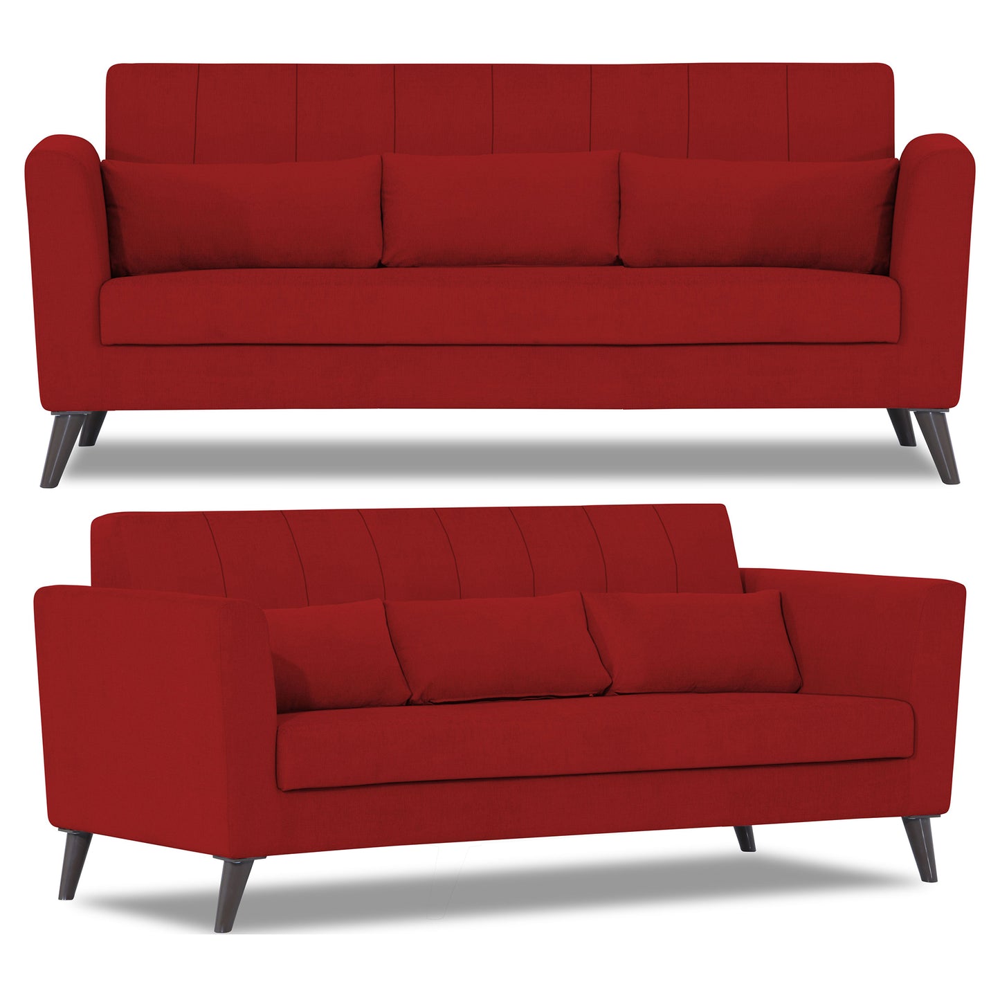 Adorn India Daniel 3+2+1 6 Seater Sofa Set (Red) (3 Year Warranty)