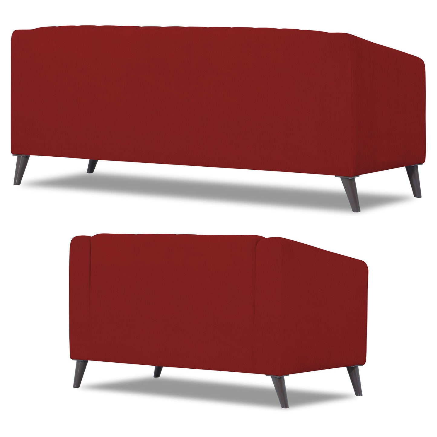 Adorn India Premium Laurel 3+2 5 Seater Sofa Set (Red) (3 Year Warranty)