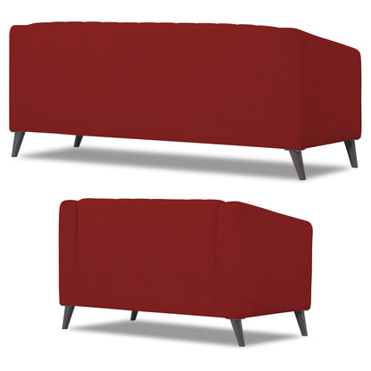 Adorn India Premium Laurel 3+2 5 Seater Sofa Set (Red) (3 Year Warranty)