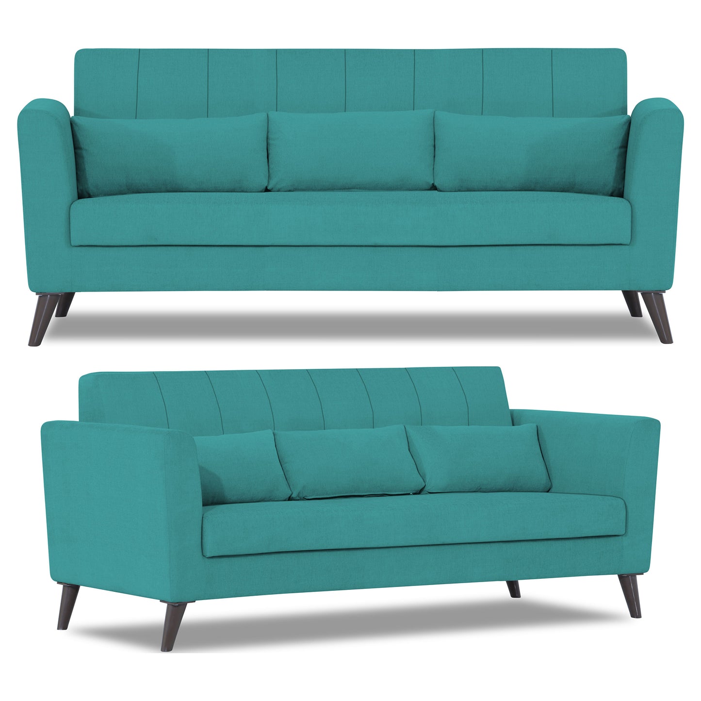 Adorn India Daniel 3+1+1 5 Seater Sofa Set (Aqua Blue) (3 Year Warranty)