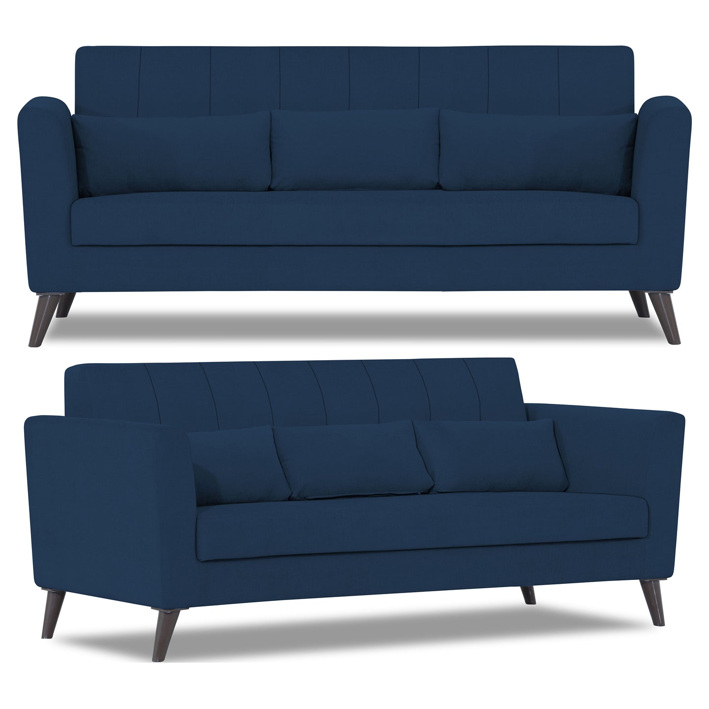 Adorn India Daniel 3+1+1 5 Seater Sofa Set (Blue) (3 Year Warranty)
