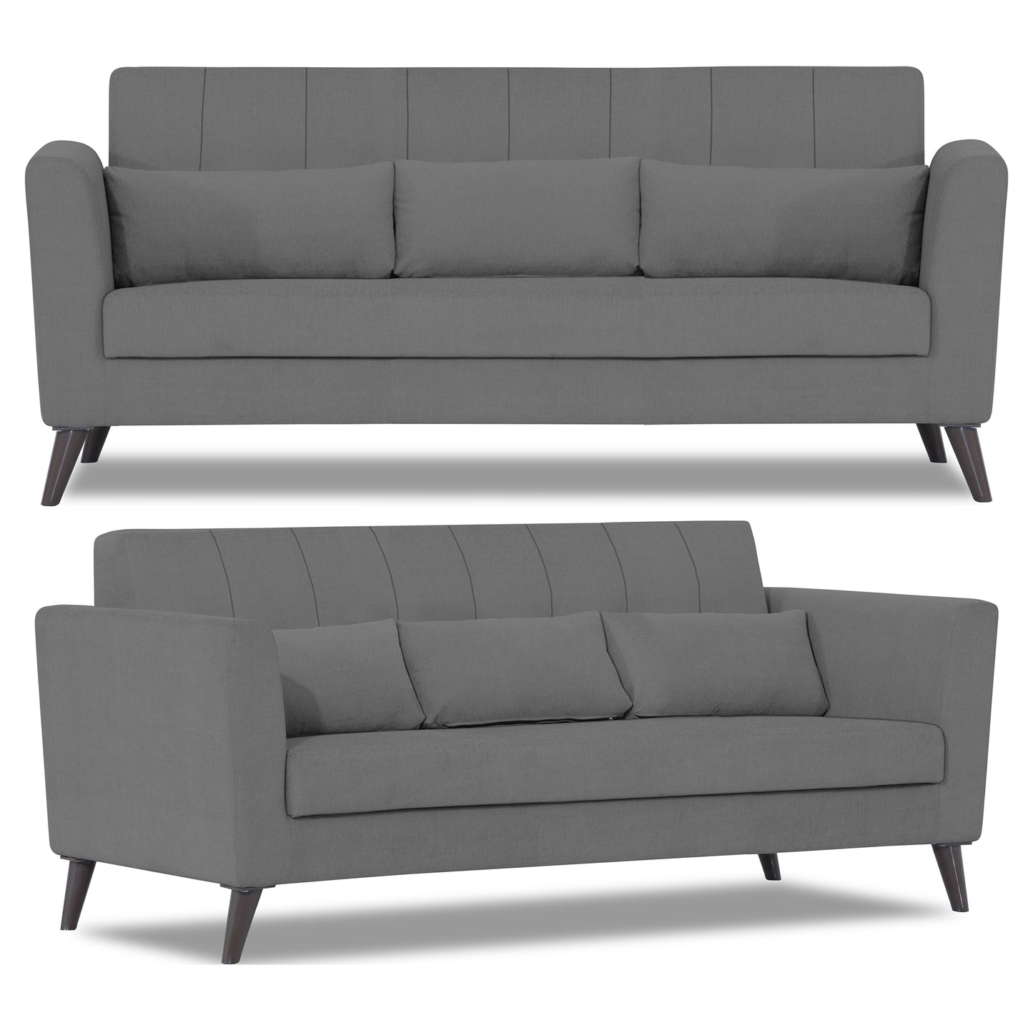 Adorn India Daniel 3+2+1 6 Seater Sofa Set (Grey) (3 Year Warranty)