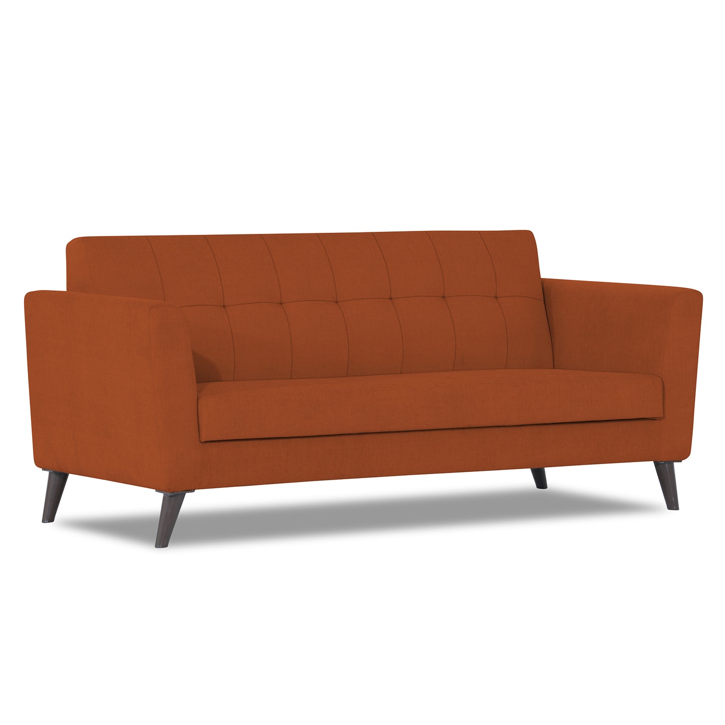 Adorn India Dannis 3 Seater Sofa (Rust) (3 Year Warranty)
