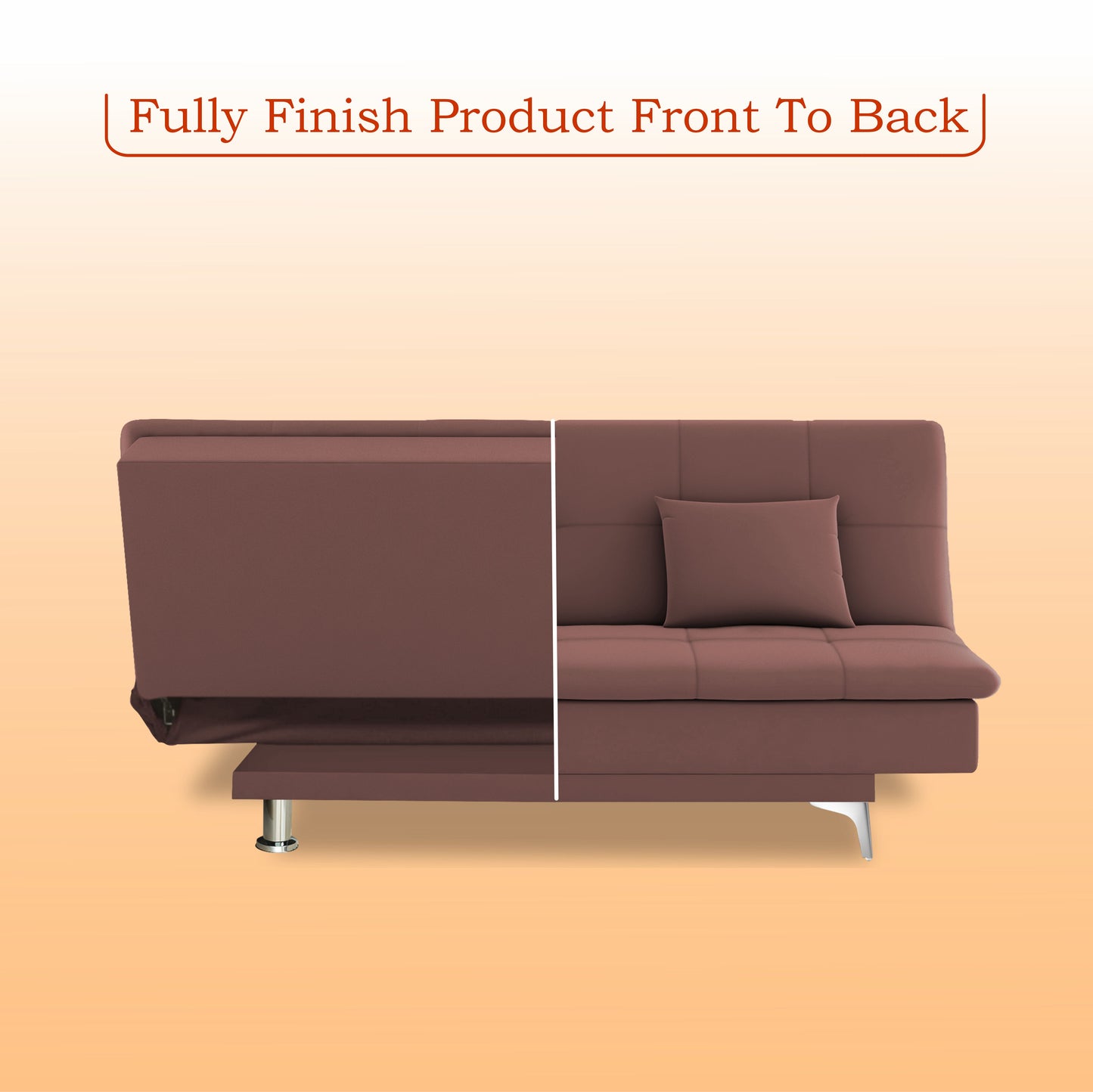Adorn India Premium New Aspen 3 Seater Sofa Cum Bed 4X6 Velvet Suede with 2 Cushions (Color Pink) and Suitable for All Indoor, with 3 Years Warranty
