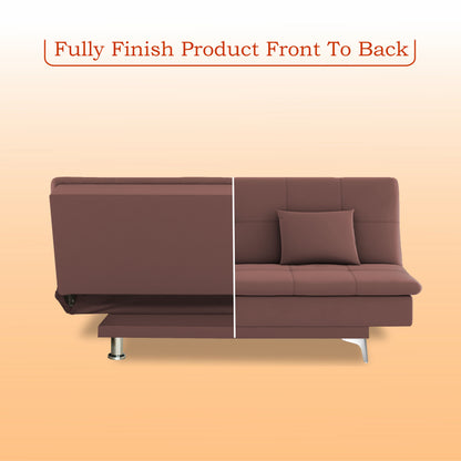 Adorn India Premium New Aspen 3 Seater Sofa Cum Bed 4X6 Velvet Suede with 2 Cushions (Color Pink) and Suitable for All Indoor, with 3 Years Warranty
