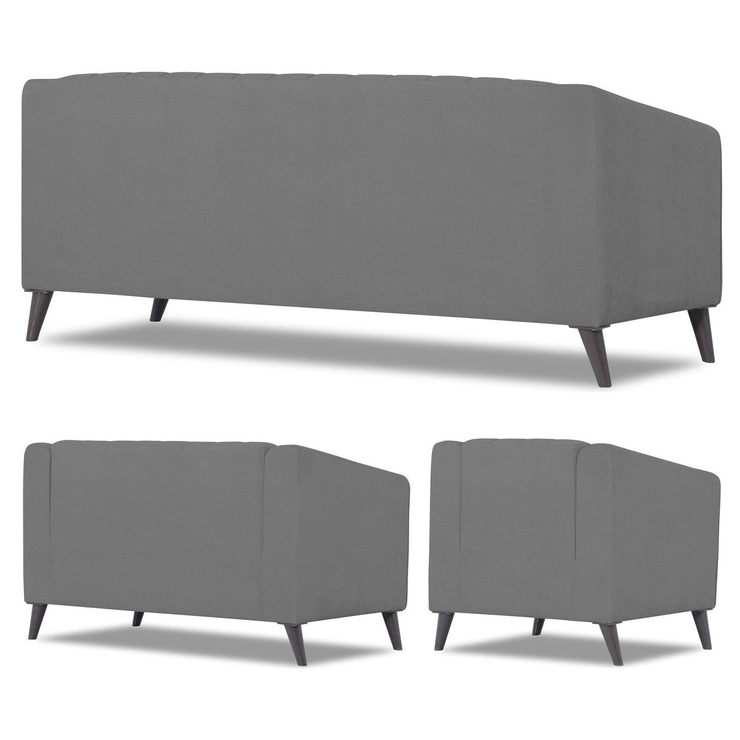 Adorn India Premium Laurel 3+2+1 6 Seater Sofa Set (Grey) (3 Year Warranty)
