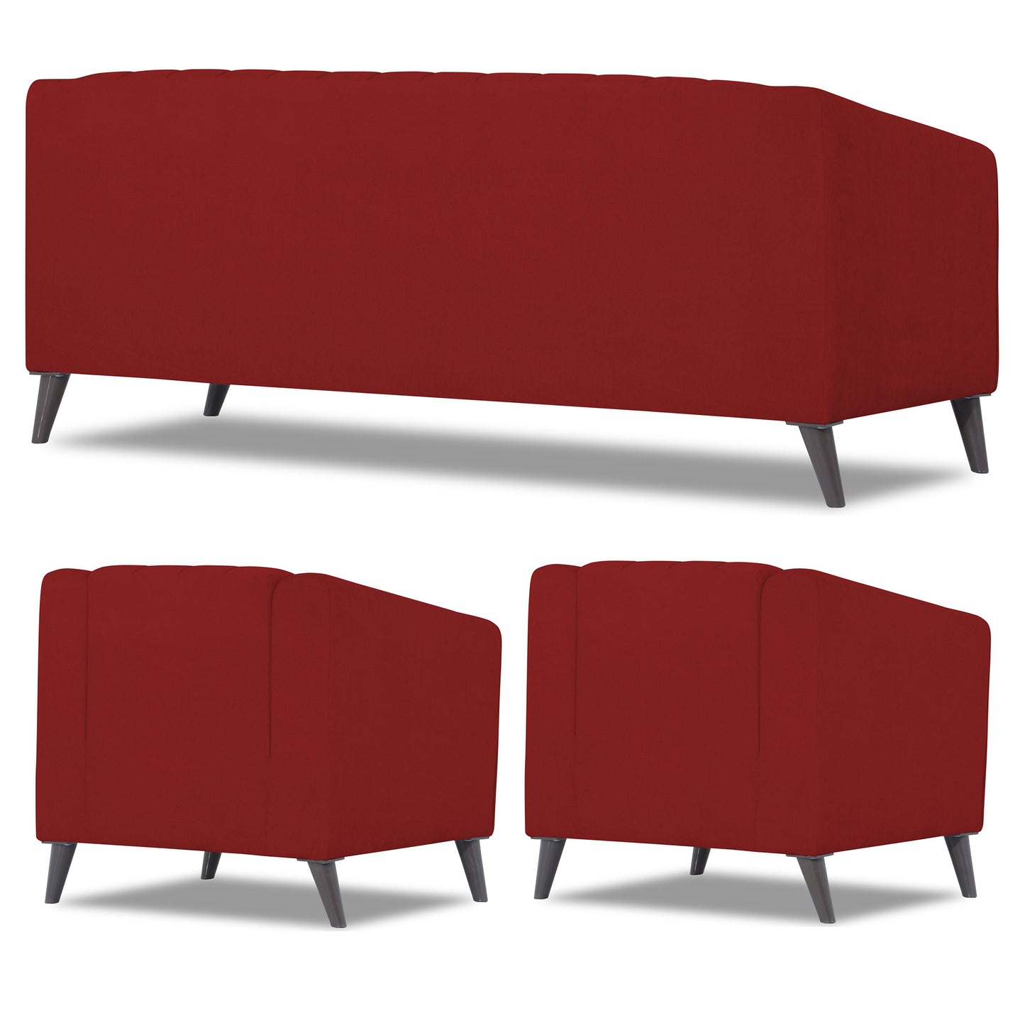 Adorn India Premium Laurel 3+1+1 5 Seater Sofa Set (Red) (3 Year Warranty)