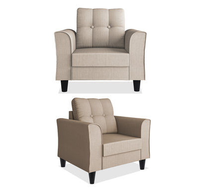 Adorn India Maddox Tufted 3-1-1 5 Seater Sofa Set (Beige) (3 Year Warranty)