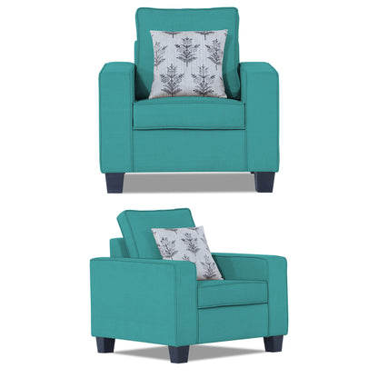 Adorn India Camden 3+2+1 6 Seater Sofa Set (Aqua Blue) (3 Year Warranty)