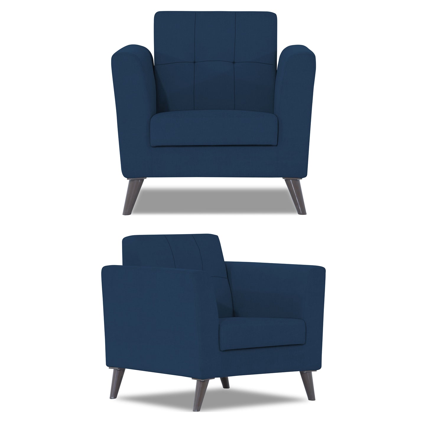 Adorn India Dannis 3+1+1 5 Seater Sofa Set (Blue) (3 Year Warranty)