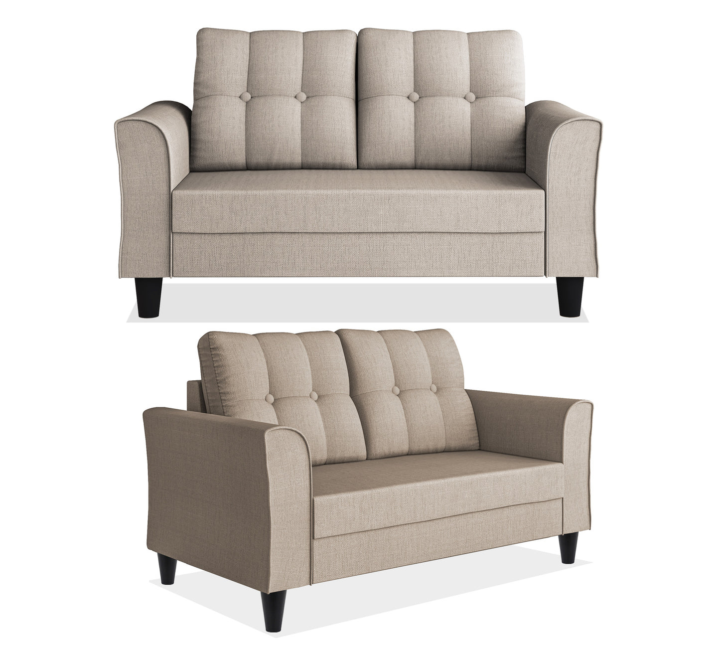 Adorn India Maddox Tufted 3+2+1 6 Seater Sofa Set (Beige) (3 Year Warranty)