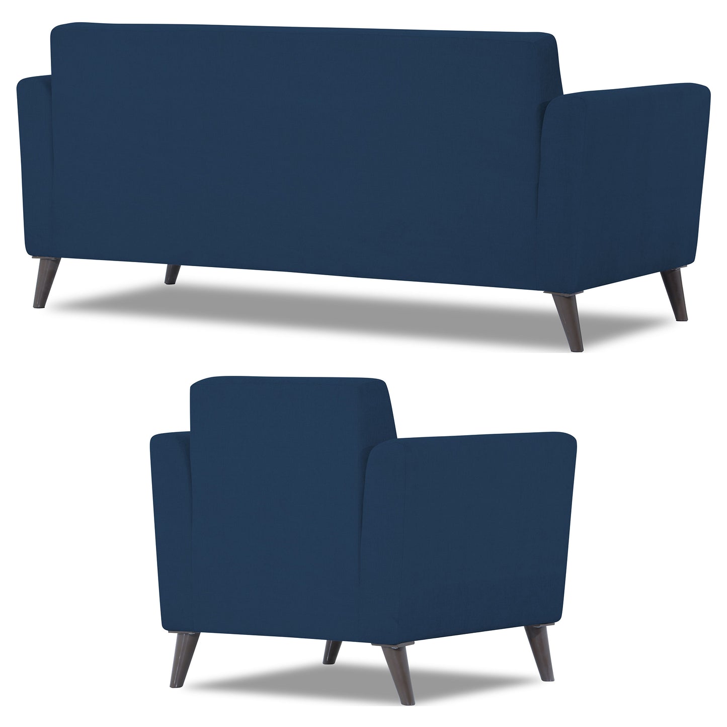 Adorn India Dannis 3+1+1 5 Seater Sofa Set (Blue) (3 Year Warranty)
