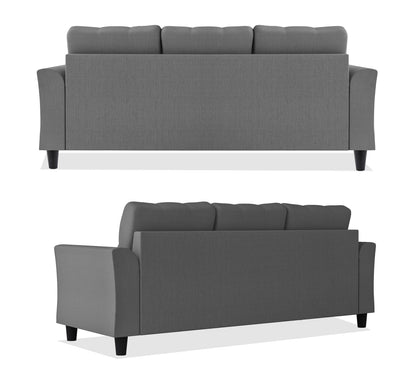Adorn India Maddox Tufted L Shape 4 Seater Sofa Set (Grey)