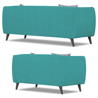 Adorn India Mason 3+2 5 Seater Sofa Set (Aqua Blue)