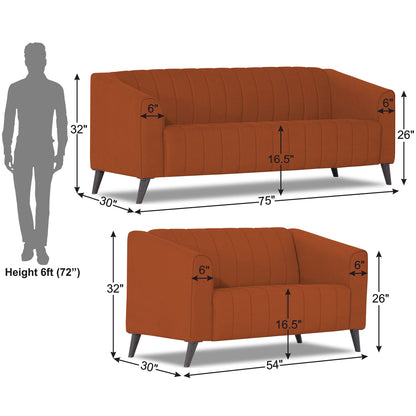 Adorn India Premium Laurel 3+2 5 Seater Sofa Set (Rust) (3 Year Warranty)