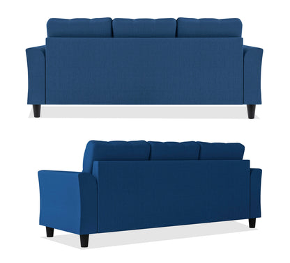 Adorn India Maddox Tufted L Shape 4 Seater Sofa Set (Blue)