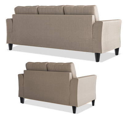 Adorn India Maddox Tufted 3+2 5 Seater Sofa Set (Beige) (3 Year Warranty)