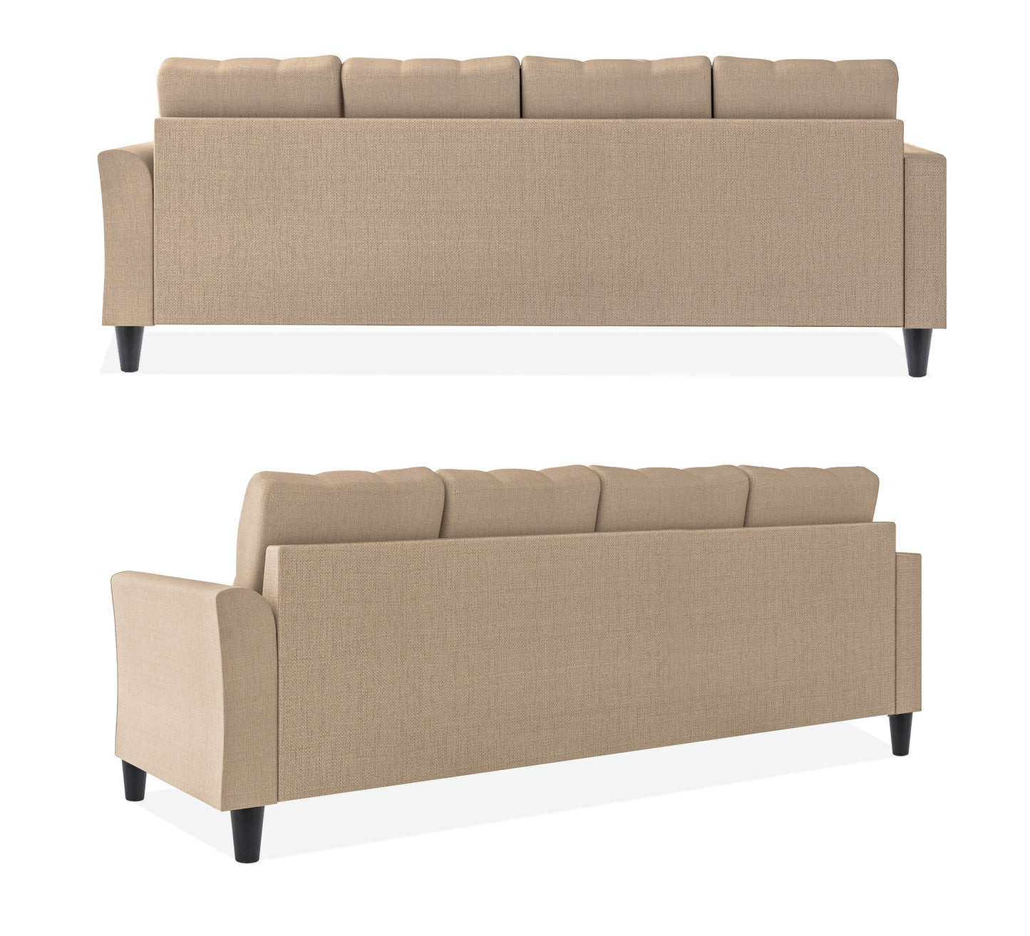 Adorn India Maddox Tufted L Shape 5 Seater Sofa Chenille Sofa Set LHS (Beige) (3 Year Warranty)