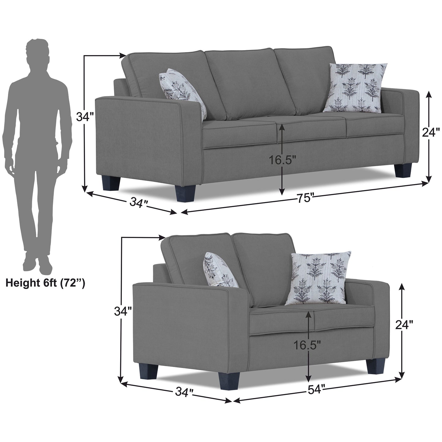 Adorn India Camden 5 Seater 3+2 Sofa Set