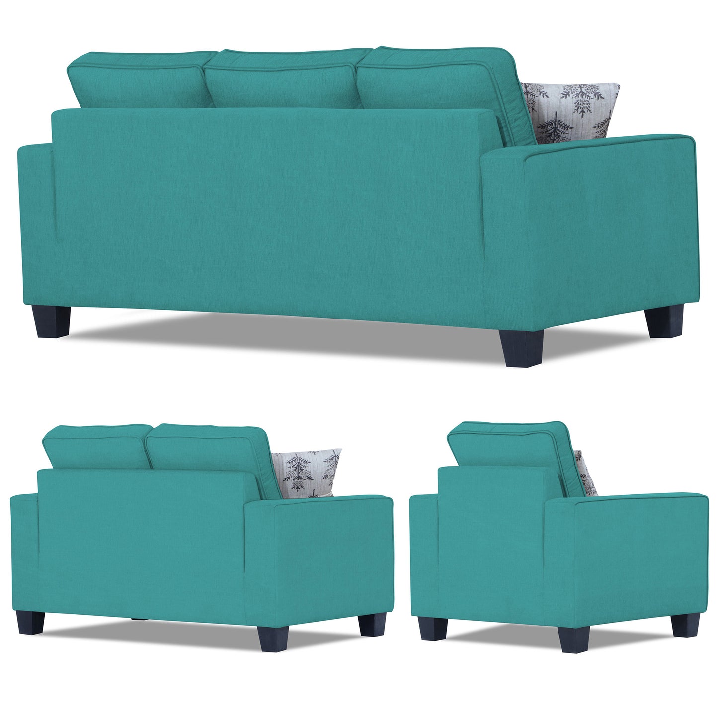 Adorn India Camden 3+2+1 6 Seater Sofa Set (Aqua Blue) (3 Year Warranty)