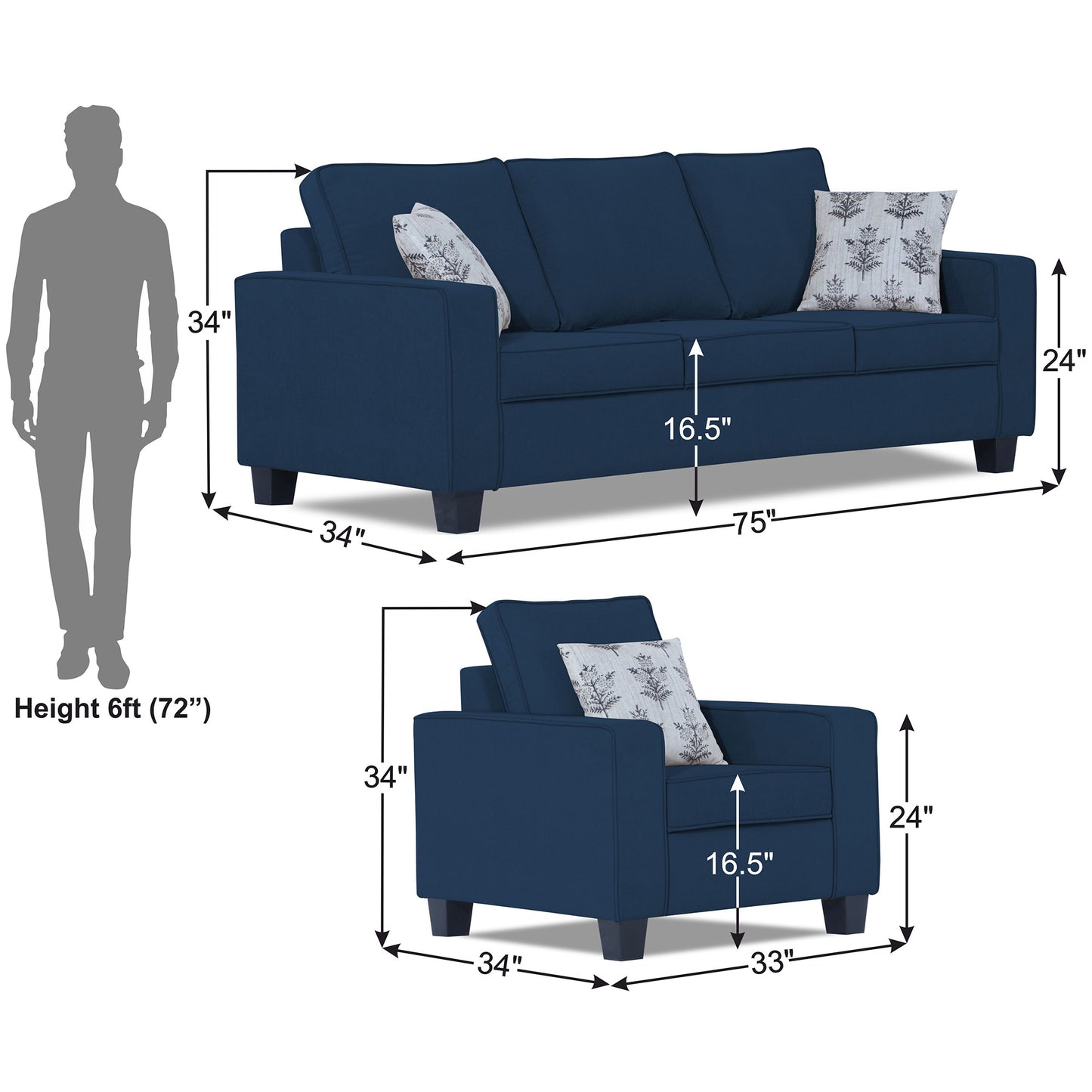 Adorn India Camden 5 Seater 3-1-1 Sofa Set