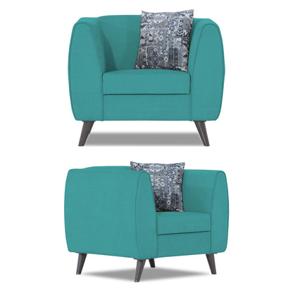 Adorn India Mason 3+2+1 6 Seater Sofa Set (Aqua Blue)
