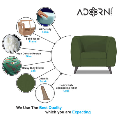 Adorn India Mason 1 Seater Sofa (Aqua Blue)