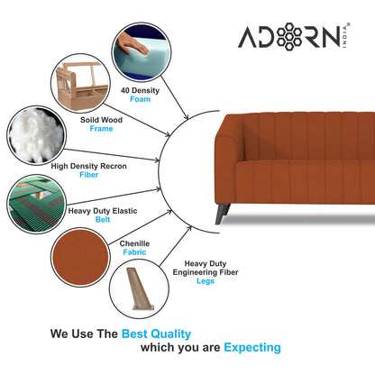 Adorn India Premium Laurel 3+2+1 6 Seater Sofa Set (Rust) (3 Year Warranty)