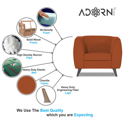 Adorn India Mason 1 Seater Sofa (Aqua Blue)