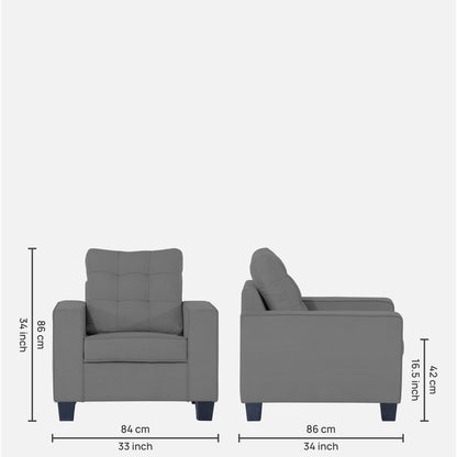 Adorn India Raptor 1 Seater Sofa (Grey)