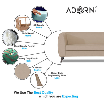 Adorn India Mason 3 Seater Sofa (Aqua Blue)
