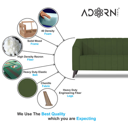 Adorn India Premium Laurel 3+2+1 6 Seater Sofa Set (Green) (3 Year Warranty)