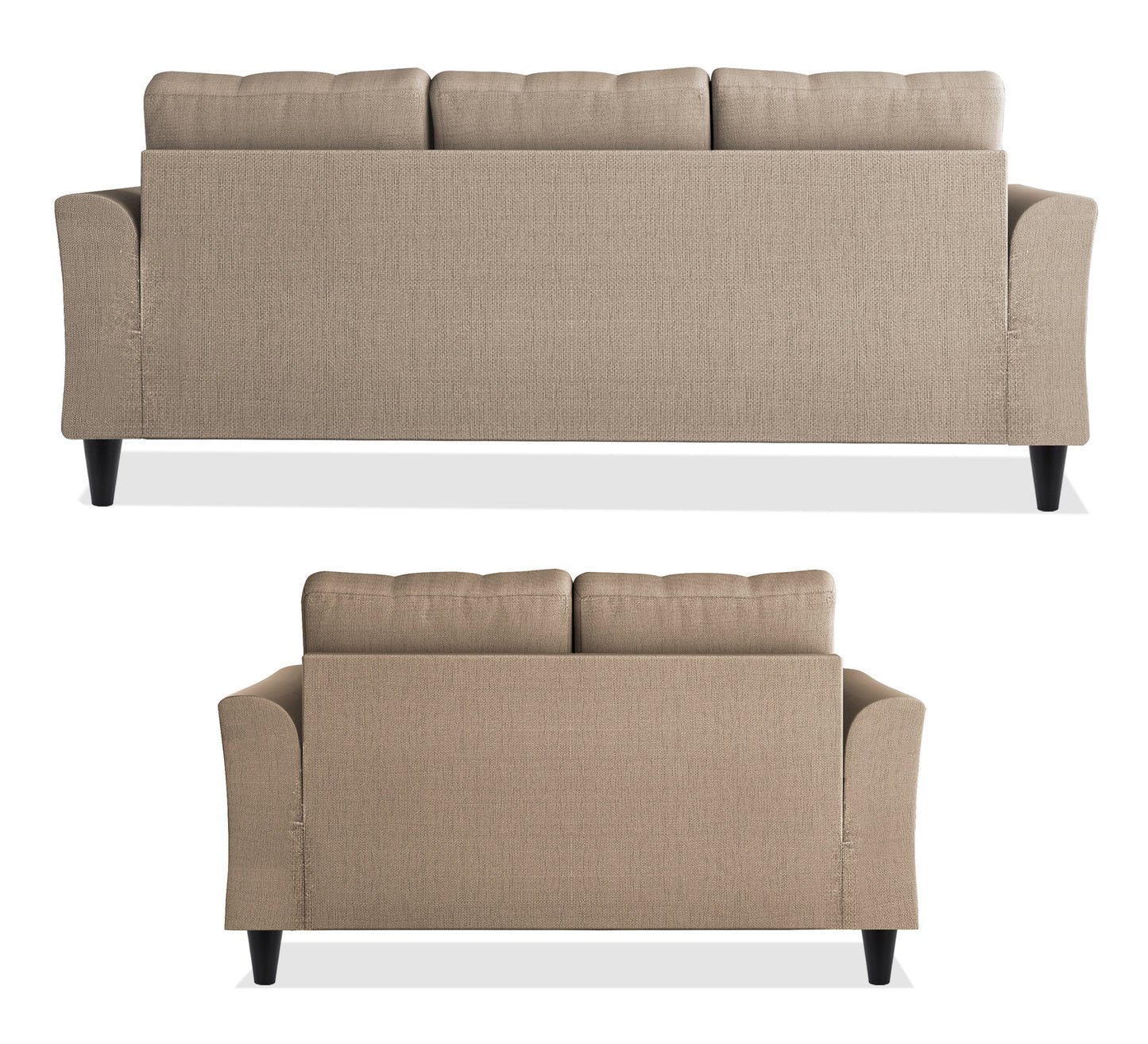 Adorn India Maddox Tufted 3+2 5 Seater Sofa Set (Beige) (3 Year Warranty)