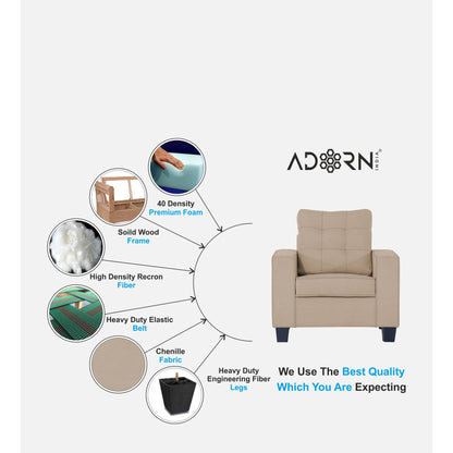 Adorn India Raptor 1 Seater Sofa (Beige)