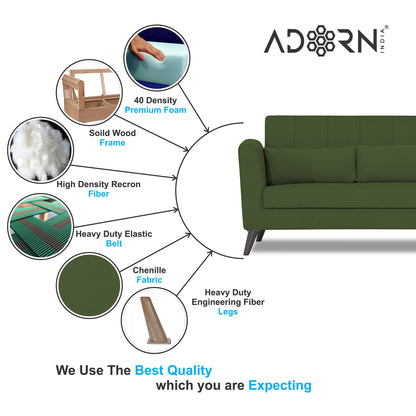 Adorn India Daniel 3+2+1 6 Seater Sofa Set (Green) (3 Year Warranty)