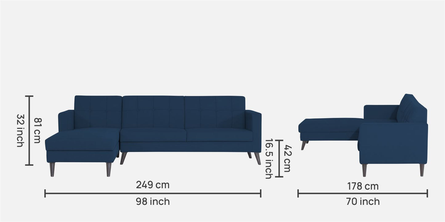 Adorn India Chilly L Shape 6 Seater Sofa Set LHS (Blue) (3 Year Warranty)