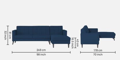 Adorn India Chilly L Shape 6 Seater Sofa Set RHS (Blue) (3 Year Warranty)