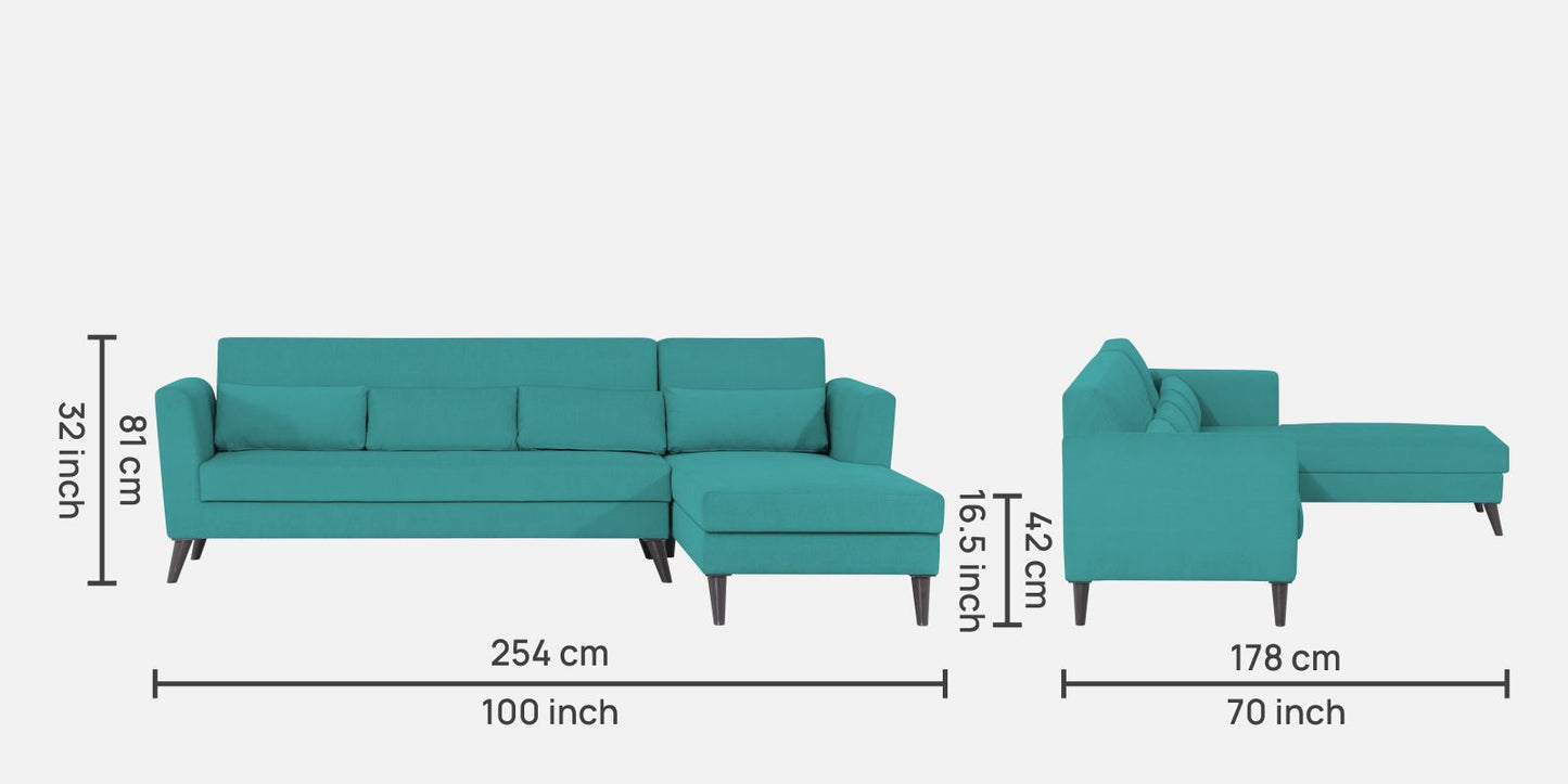 Adorn India Daniel L Shape 6 Seater Sofa Set RHS (Aqua Blue) (3 Year Warranty)