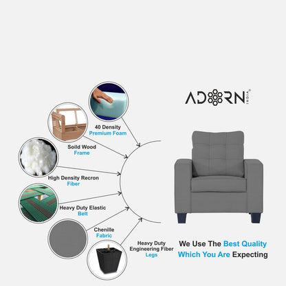 Adorn India Raptor 1 Seater Sofa (Grey)