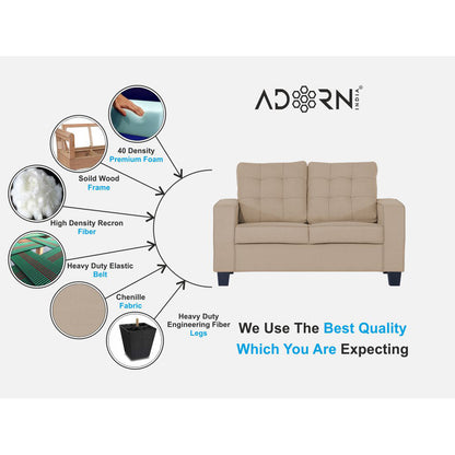 Adorn India Raptor 2 Seater Sofa (Beige)