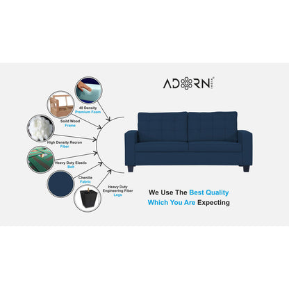 Adorn India Raptor 3 Seater Sofa (Blue)