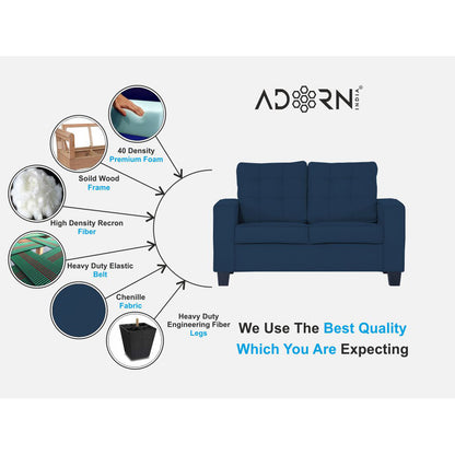 Adorn India Raptor 2 Seater Sofa (Blue)