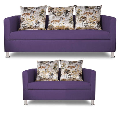 Adorn India Alita 3+2 Compact 5 Seater Sofa Set (Dark Purple)