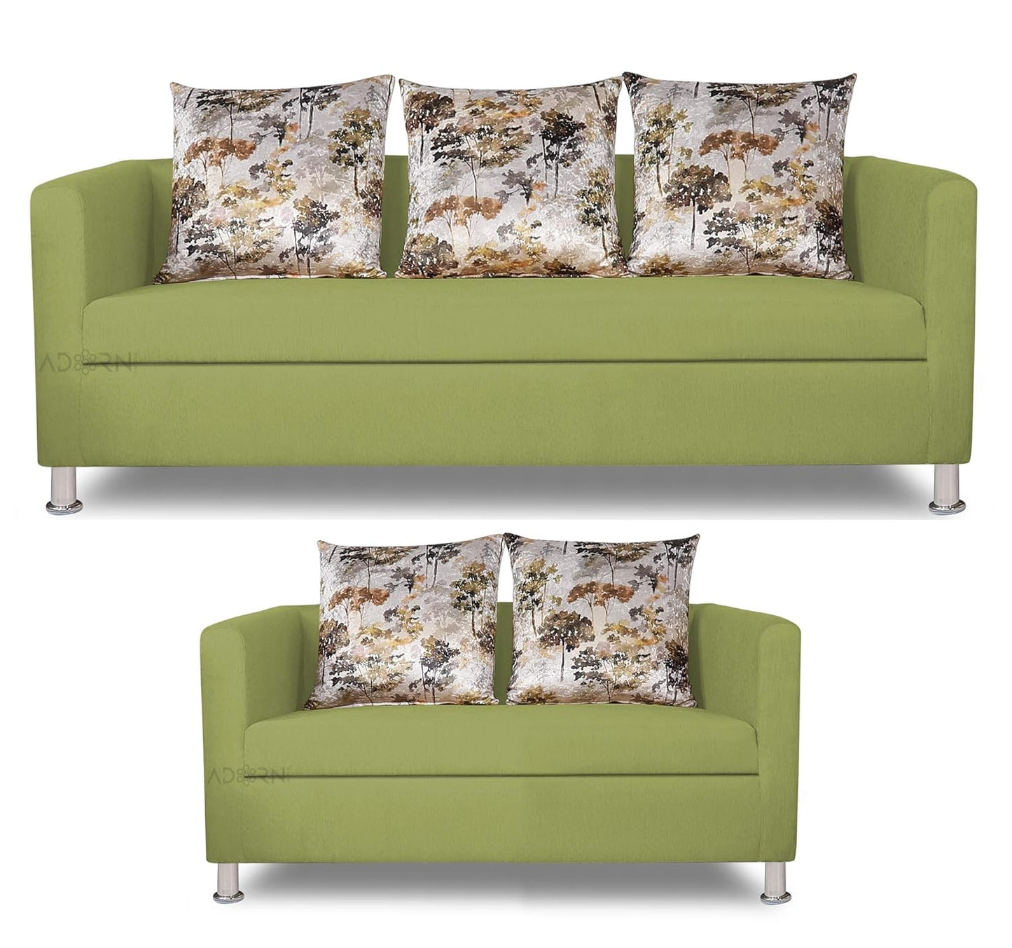Adorn India Alita 3+2 Compact 5 Seater Sofa Set (Green)