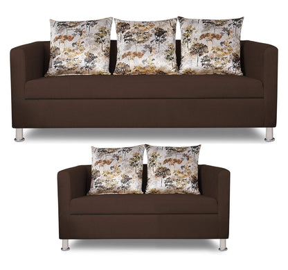 Adorn India Alita 3+2 Compact 5 Seater Sofa Set (Brown)