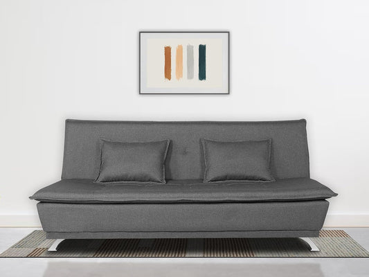 Adorn India Arden 4 Seater Plain Sofa Cum Bed 4 X 6 (Grey) (3 Year Warranty)