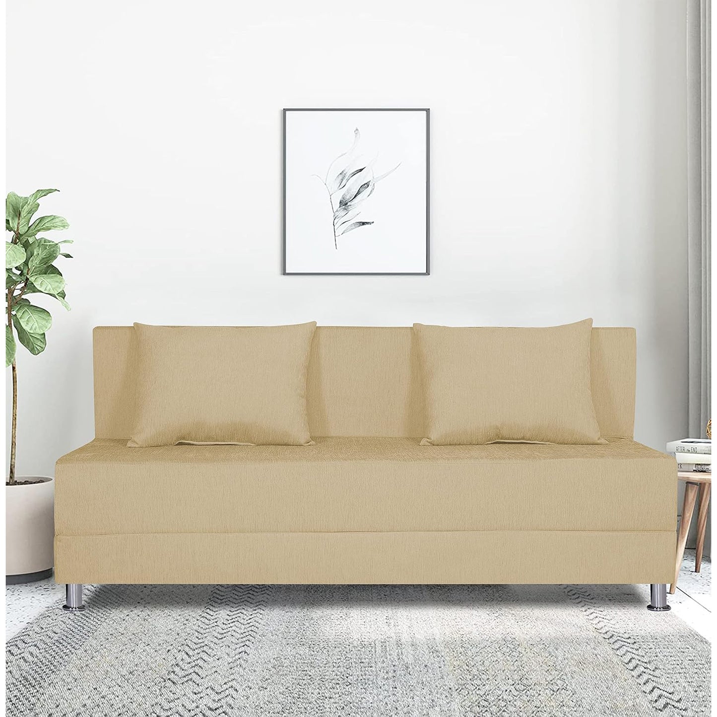 Adorn India Acura 3 Seater Sofa (Brown & Beige)