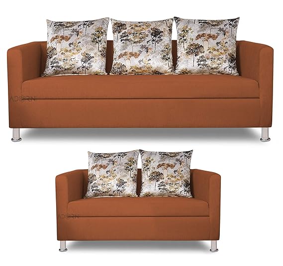 Adorn India Alita 3+2 Compact 5 Seater Sofa Set (Rust)
