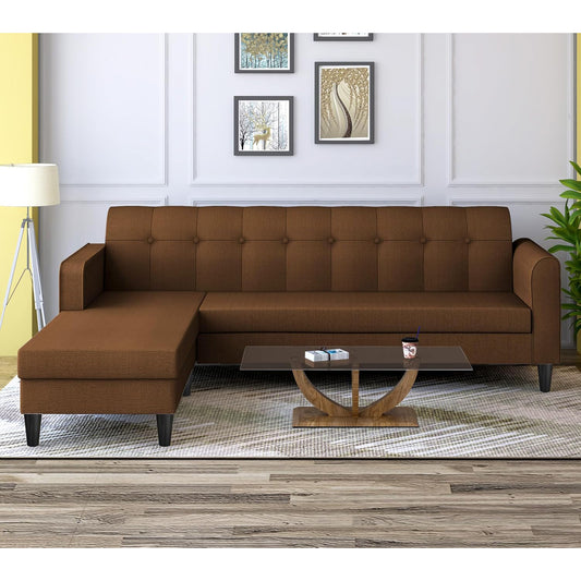 Adorn India Rio Elegant L Shape 5 Seater Sofa Set (LHS) (Brown) (3 Year Warranty)